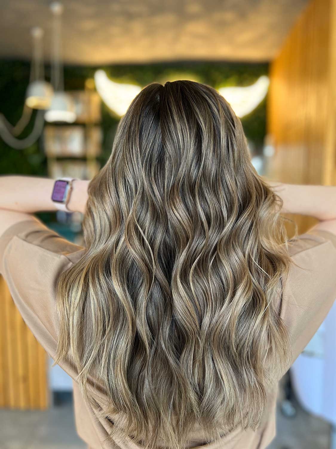 Ash blonde balayage at Ivy Doha